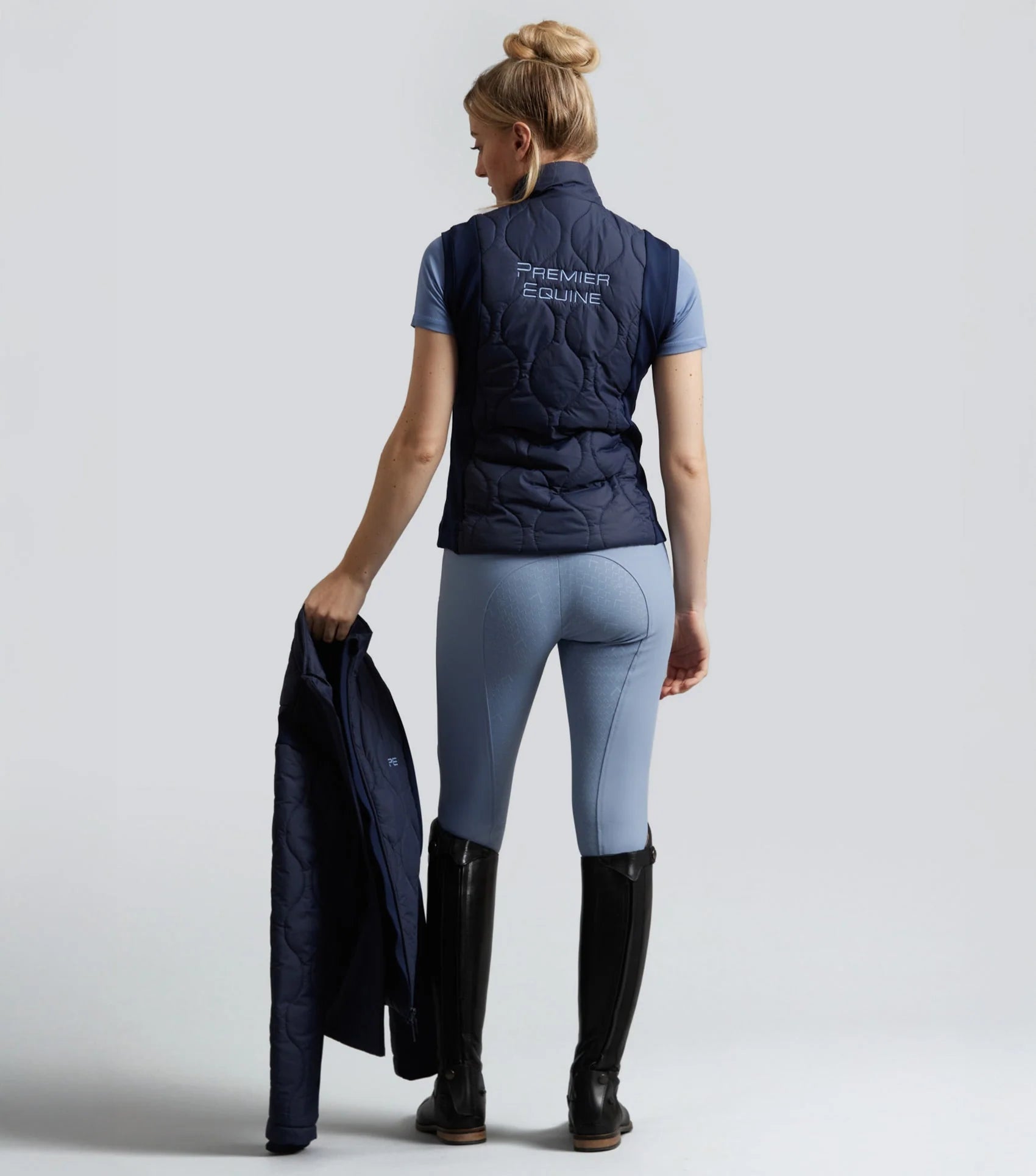 Premier Equine Campani Womens Quilted Riding Gilet Navy - Equestrian Vest for Horse Riding, Stylish & Warm