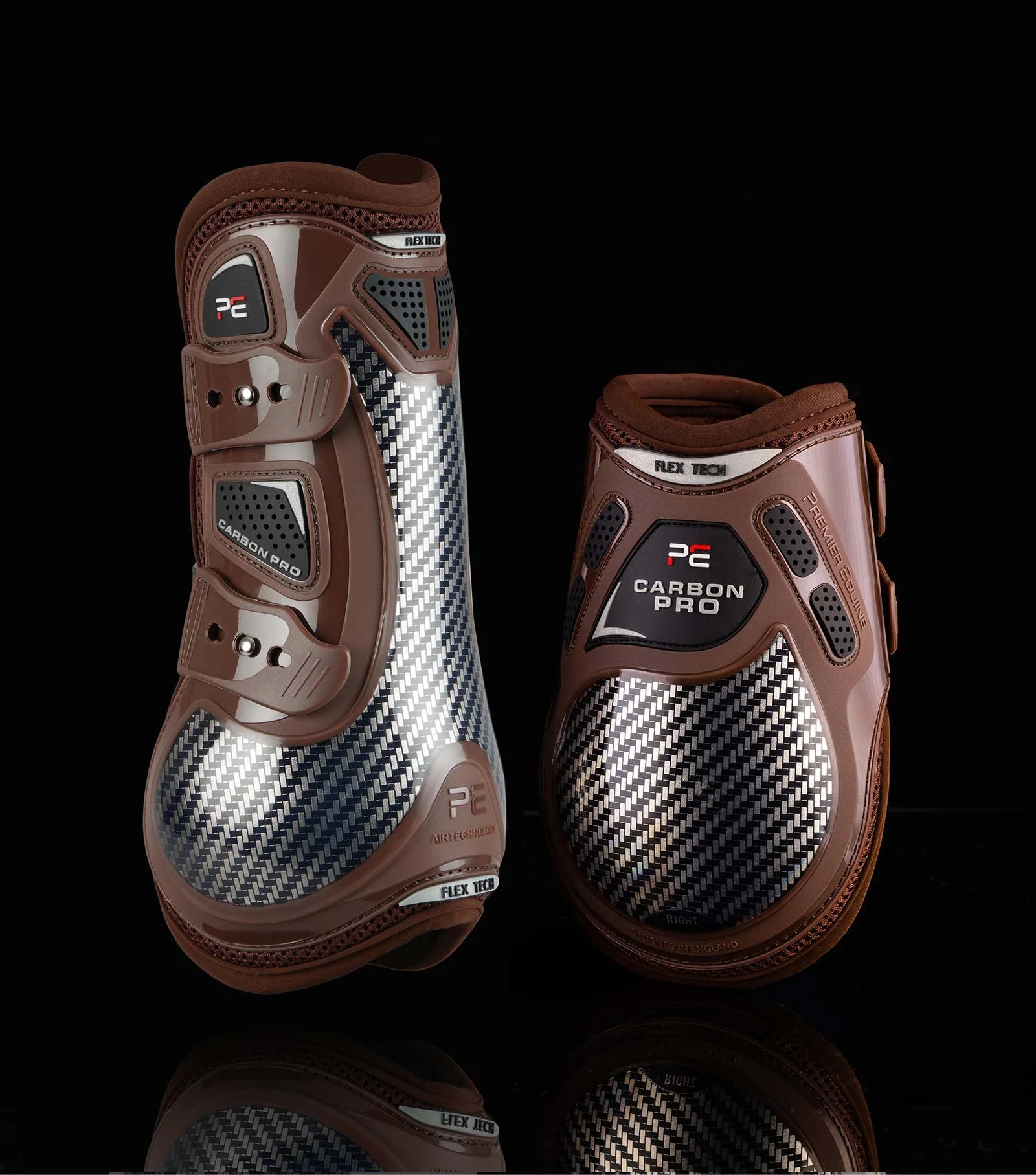 Premier Equine Carbon Pro Tendon Boots Brown