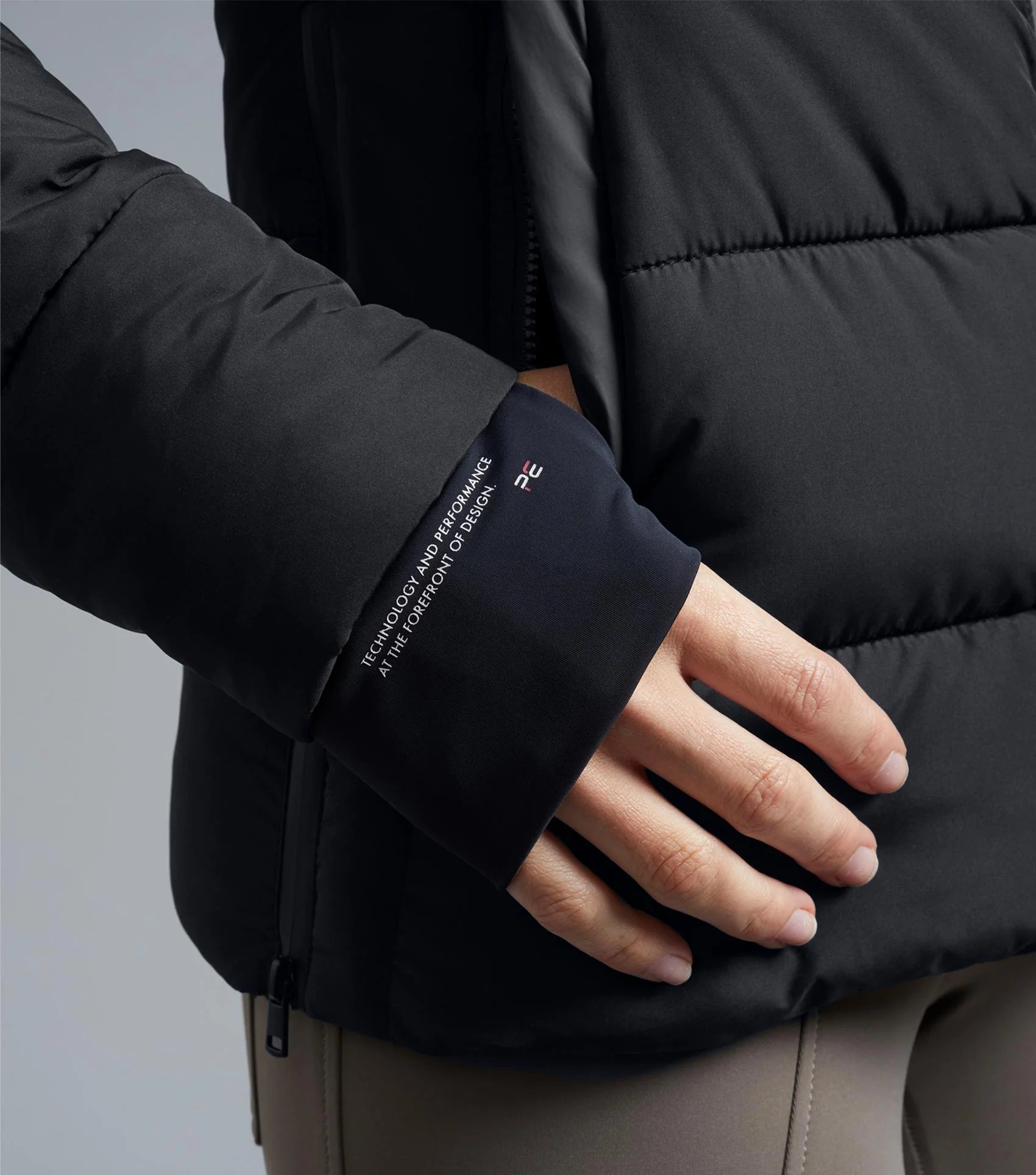 Premier Equine Casella Black Quilted Riding Jacket - Water-Resistant Puffer Coat with Storm Cuffs