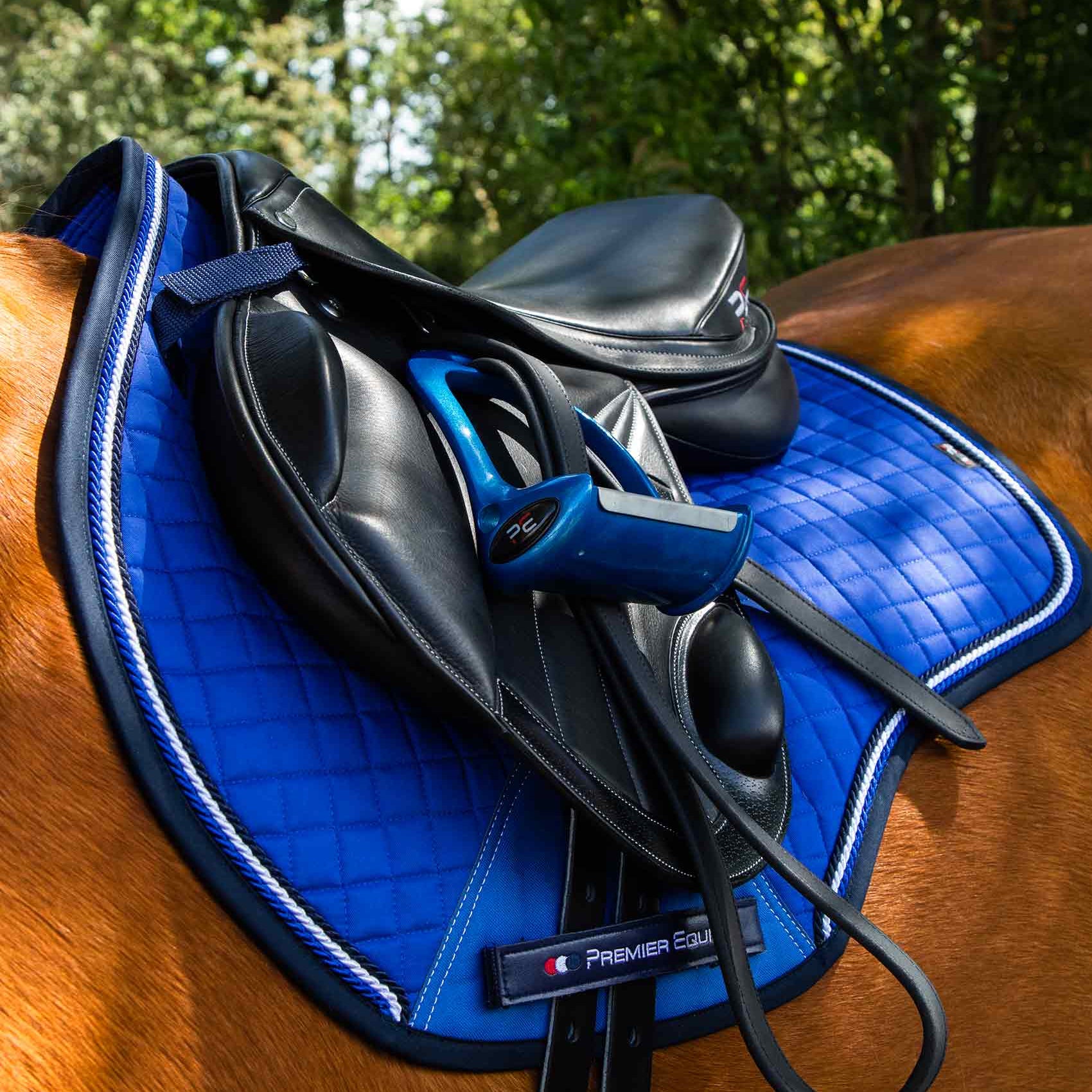 PREMIER EQUINE Royal Blue GP/Jump Saddle Pad - Close Contact Cotton Horse Tack