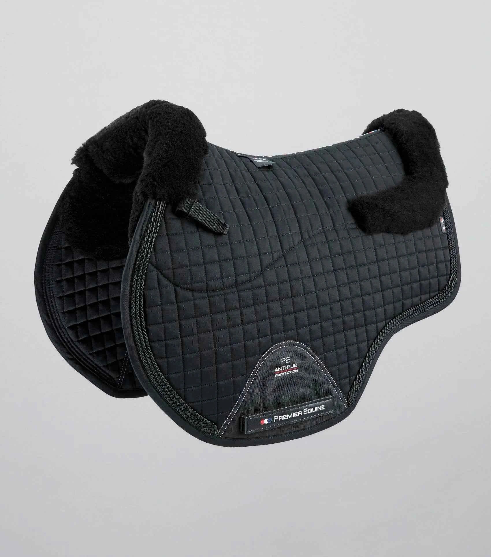 Premier Equine Close Contact Merino Wool European Saddle Pad - GP/Jump Square Black/Black Wool