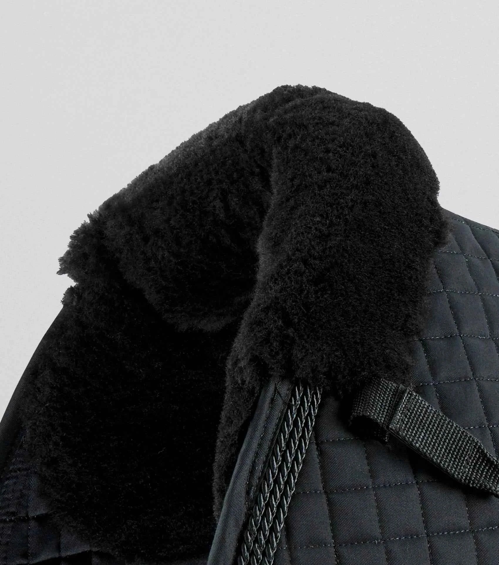 Premier Equine Close Contact Merino Wool European Saddle Pad - GP/Jump Square Black/Black Wool