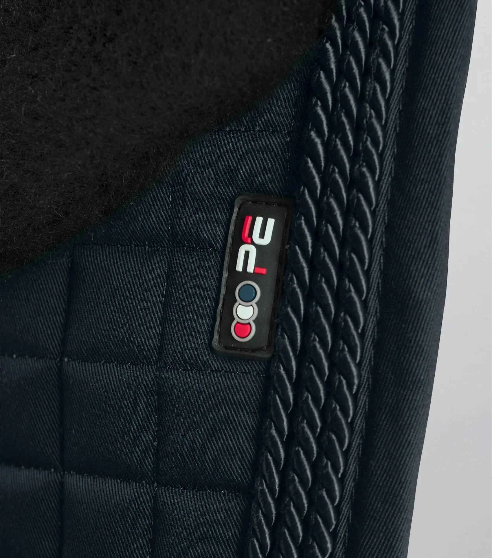 Premier Equine Close Contact Merino Wool European Saddle Pad - GP/Jump Square Black/Black Wool