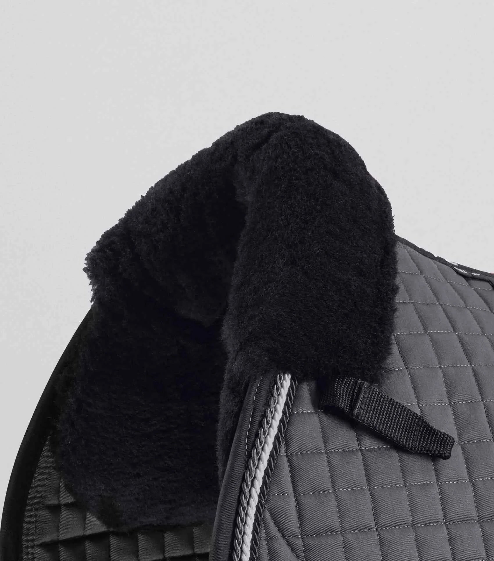 Premier Equine Close Contact Merino Wool European Saddle Pad - GP/Jump Square Grey/Black Wool