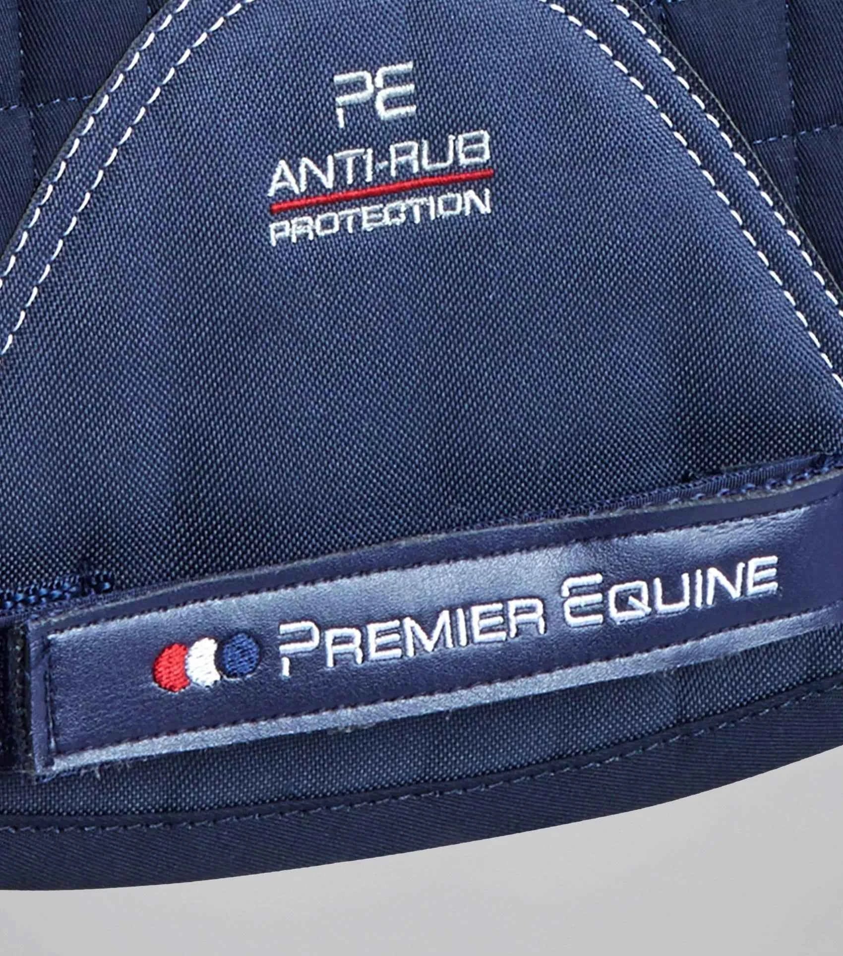 Premier Equine Close Contact Merino Wool European Saddle Pad - GP/Jump Square Navy/Natural Wool