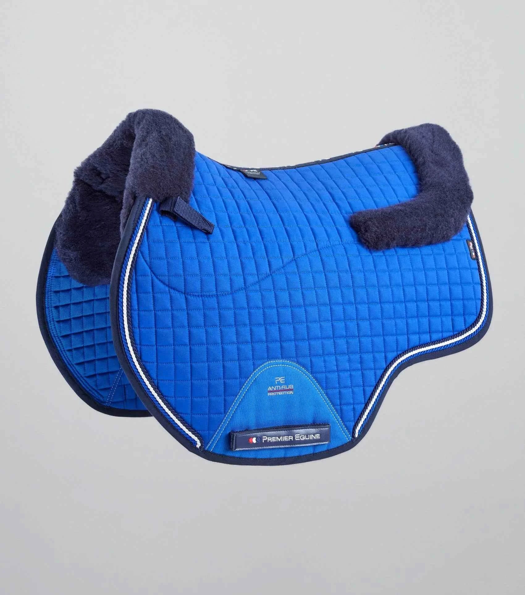 Premier Equine Close Contact Merino Wool European Saddle Pad - GP/Jump Square Royal Blue/Navy