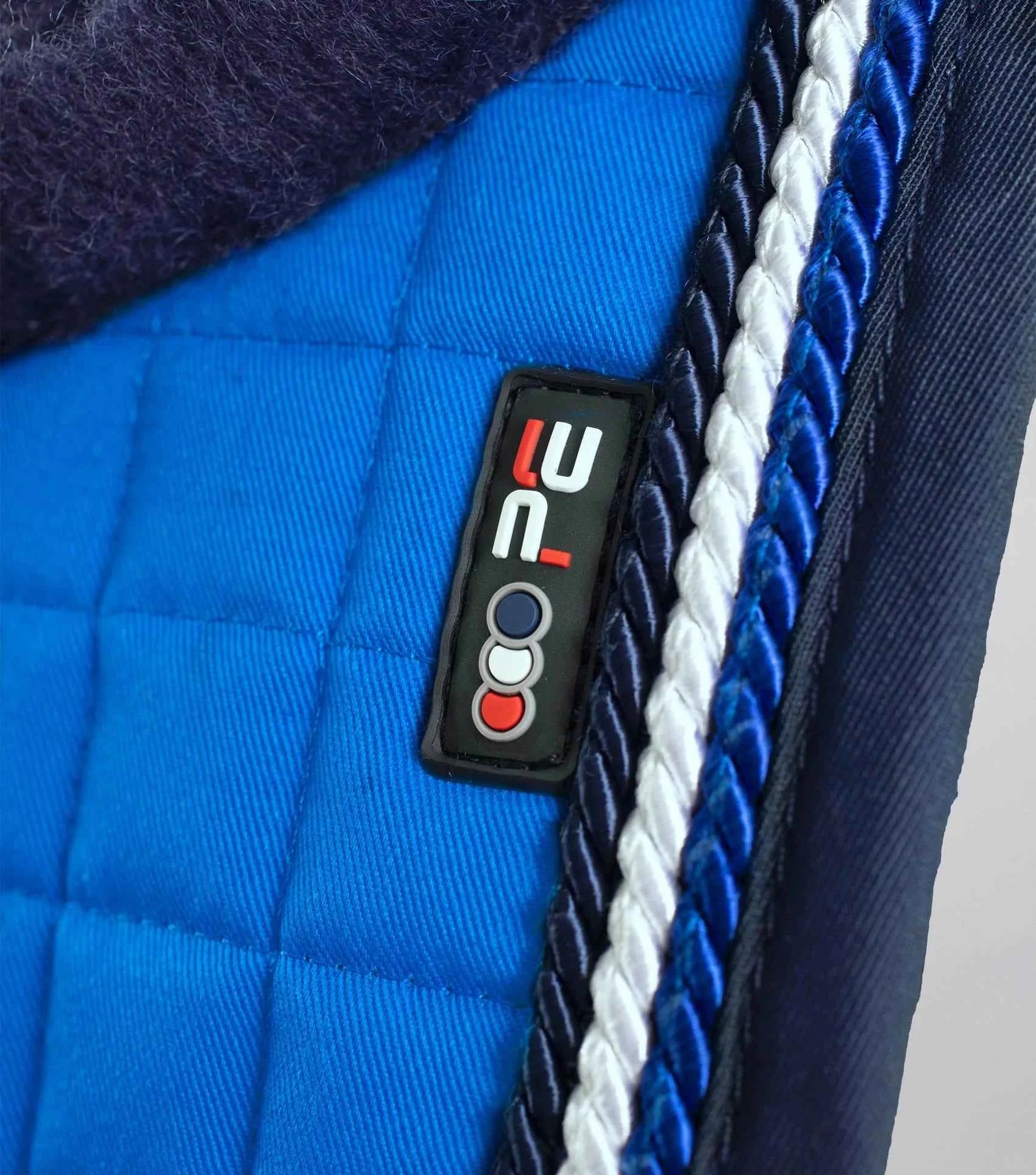 Premier Equine Close Contact Merino Wool European Saddle Pad - GP/Jump Square Royal Blue/Navy