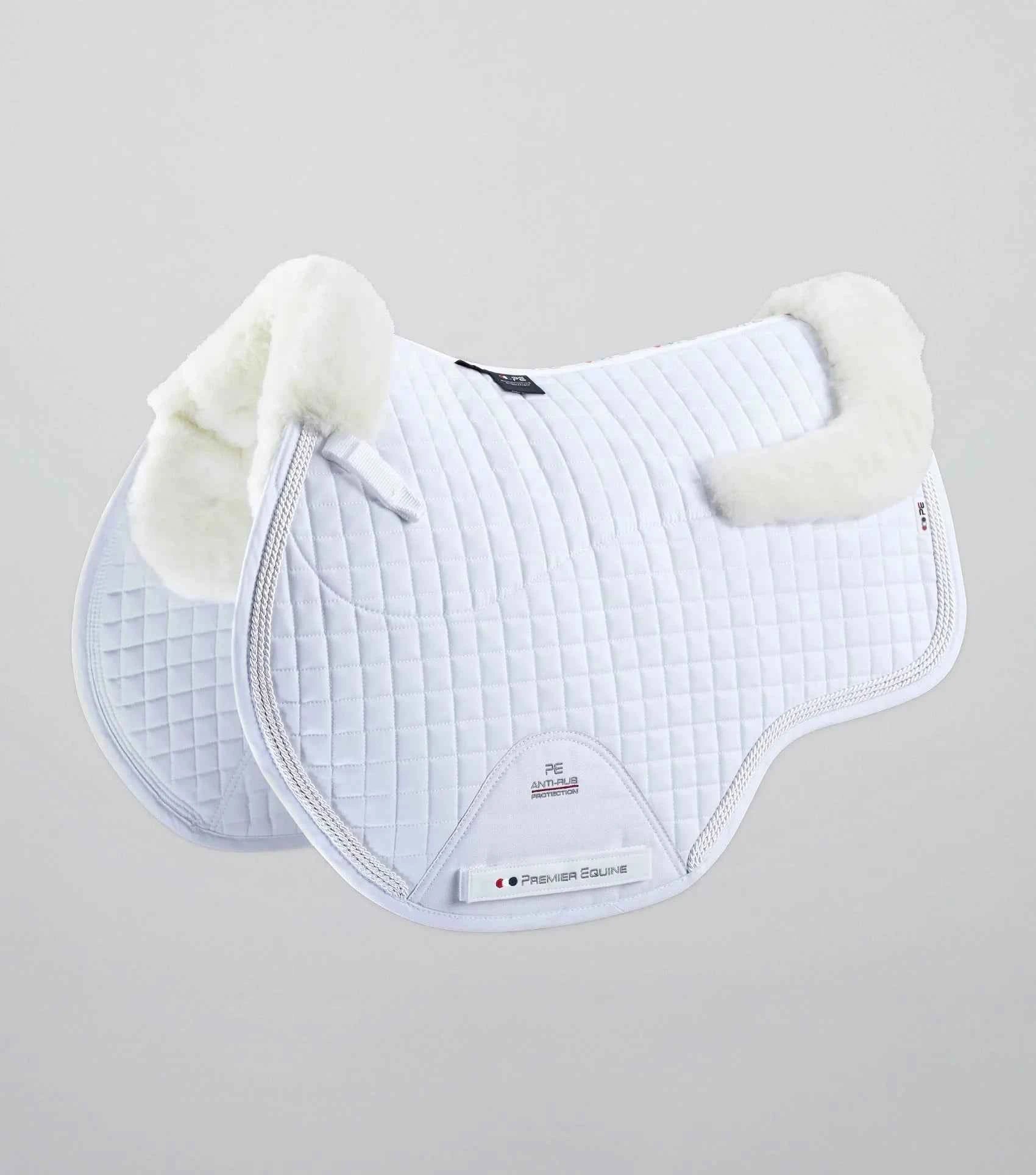 Premier Equine Close Contact Merino Wool European Saddle Pad - GP/Jump Square White/Natural Wool