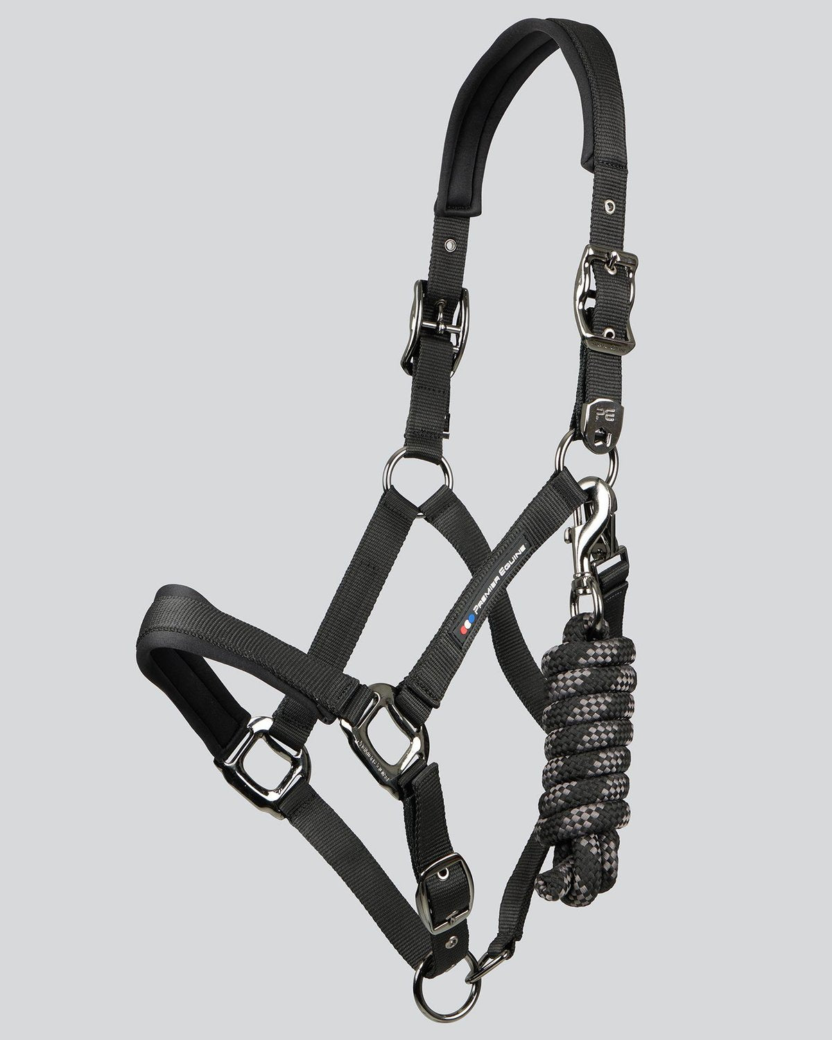 Premier Equine Corda Padded Head Collar with Lead Rope Black