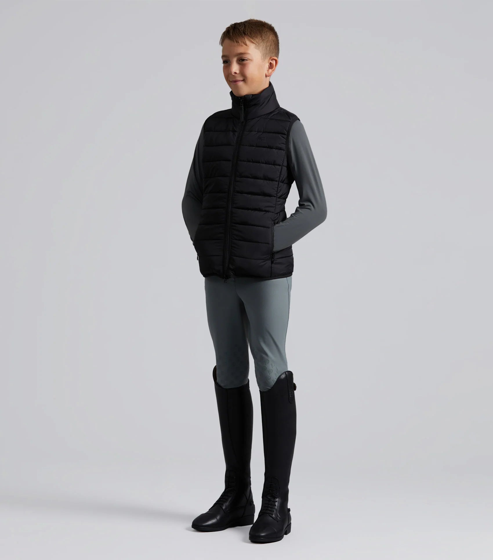 Premier Equine Junior Riding Gilet - Black Moisture Wicking Equestrian Vest for Kids