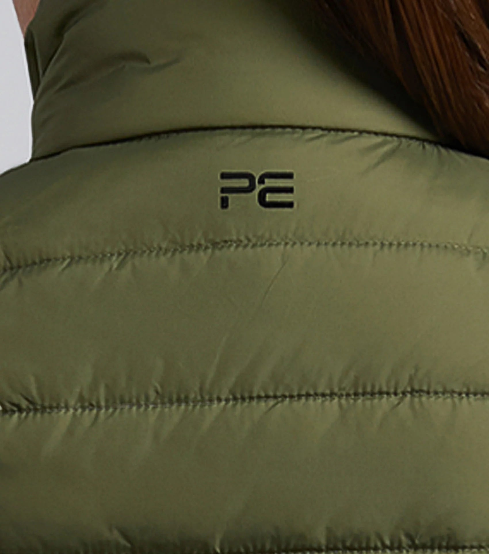 PREMIER EQUINE Dante Junior Unisex Gilet Olive Back View. Children's Equestrian Quilted Vest