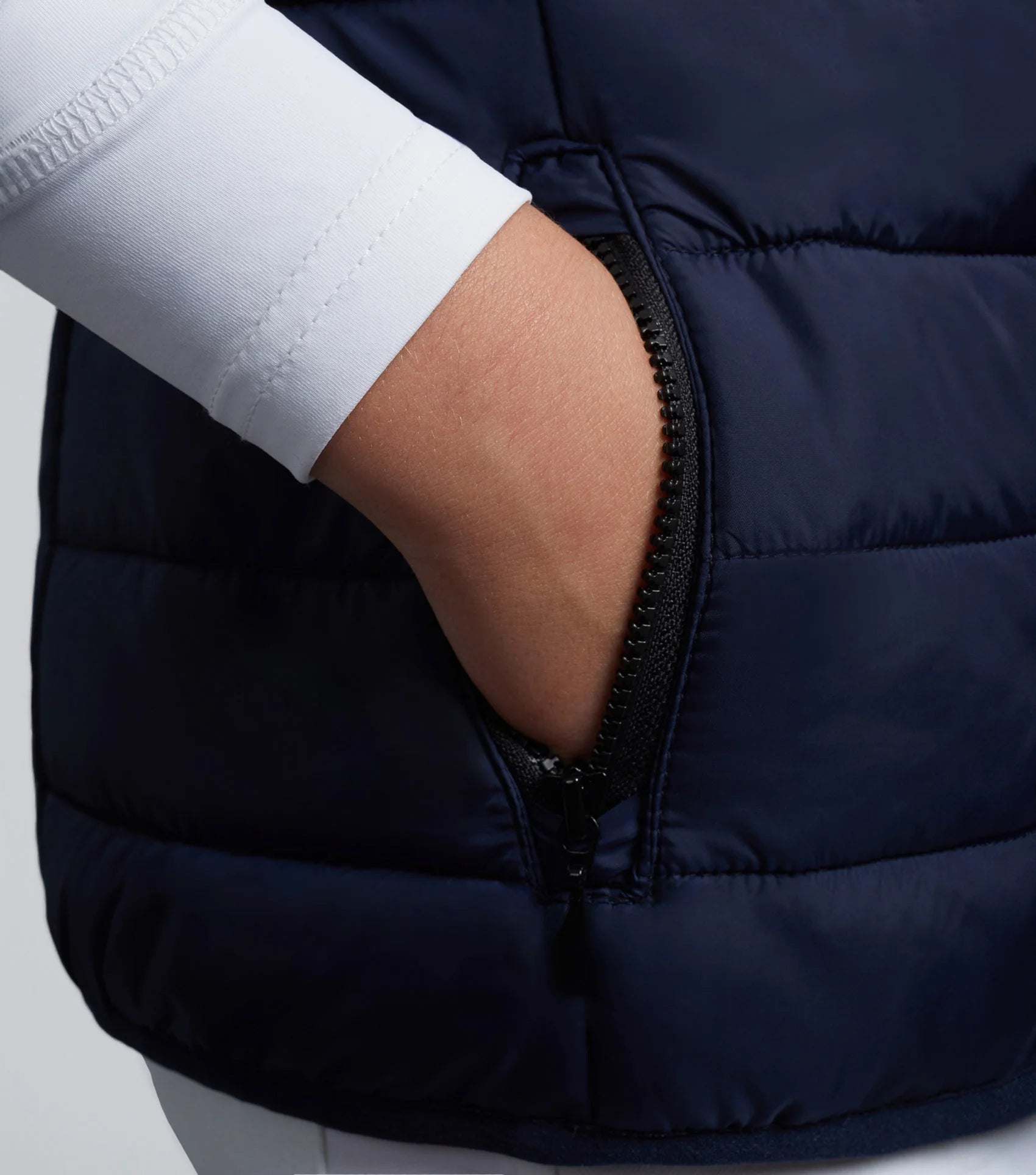 Premier Equine Dante Junior Unisex Navy Riding Gilet - Child's Padded Vest with Hand in Pocket