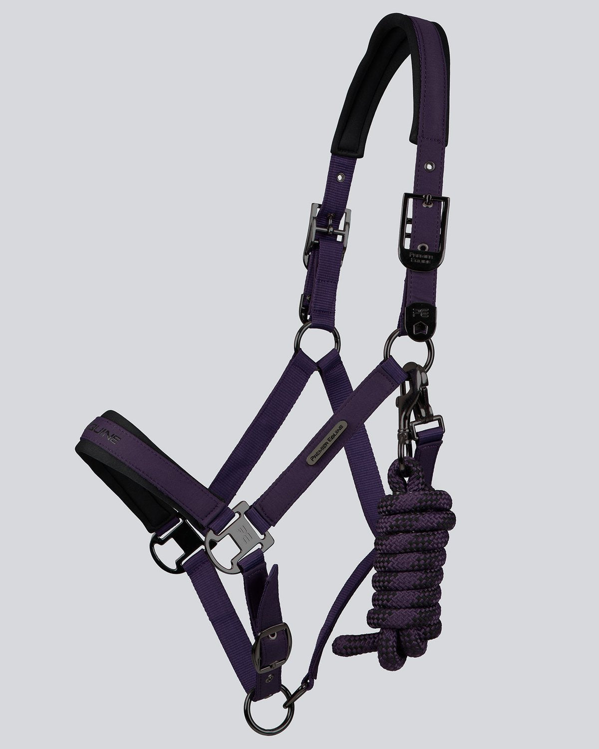 Premier Equine Duco Padded Head Collar with Lead Rope Grape