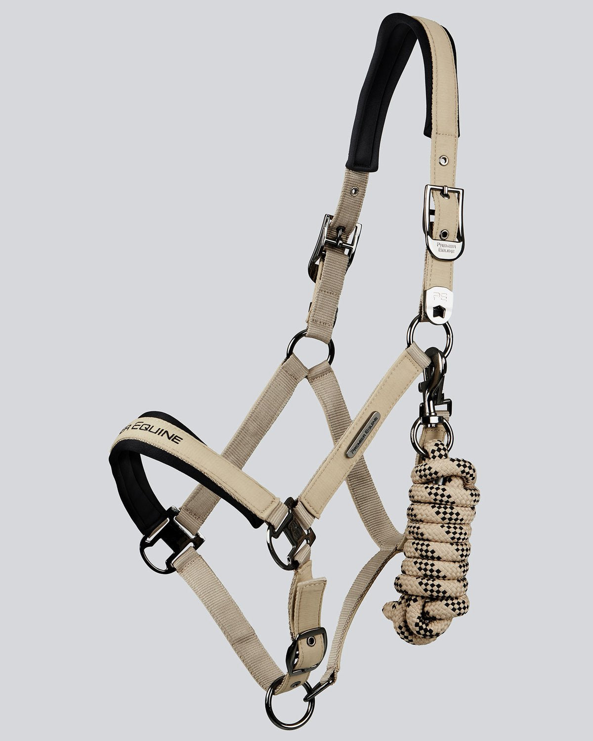 Premier Equine Duco Padded Head Collar with Lead Rope Taupe