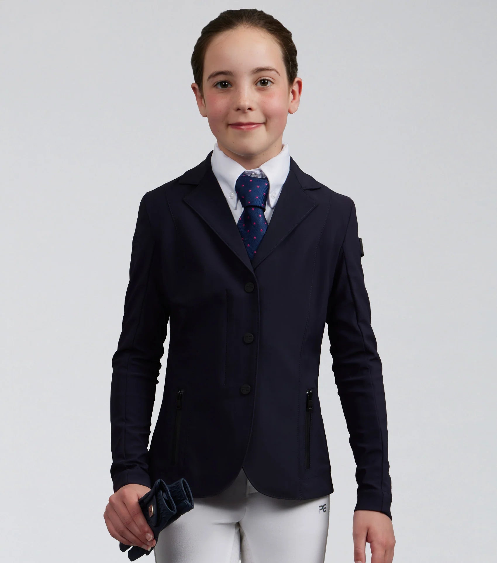 PREMIER EQUINE EVINCO Girls Competition Jacket - French Navy Equestrian Apparel by Equiflair.