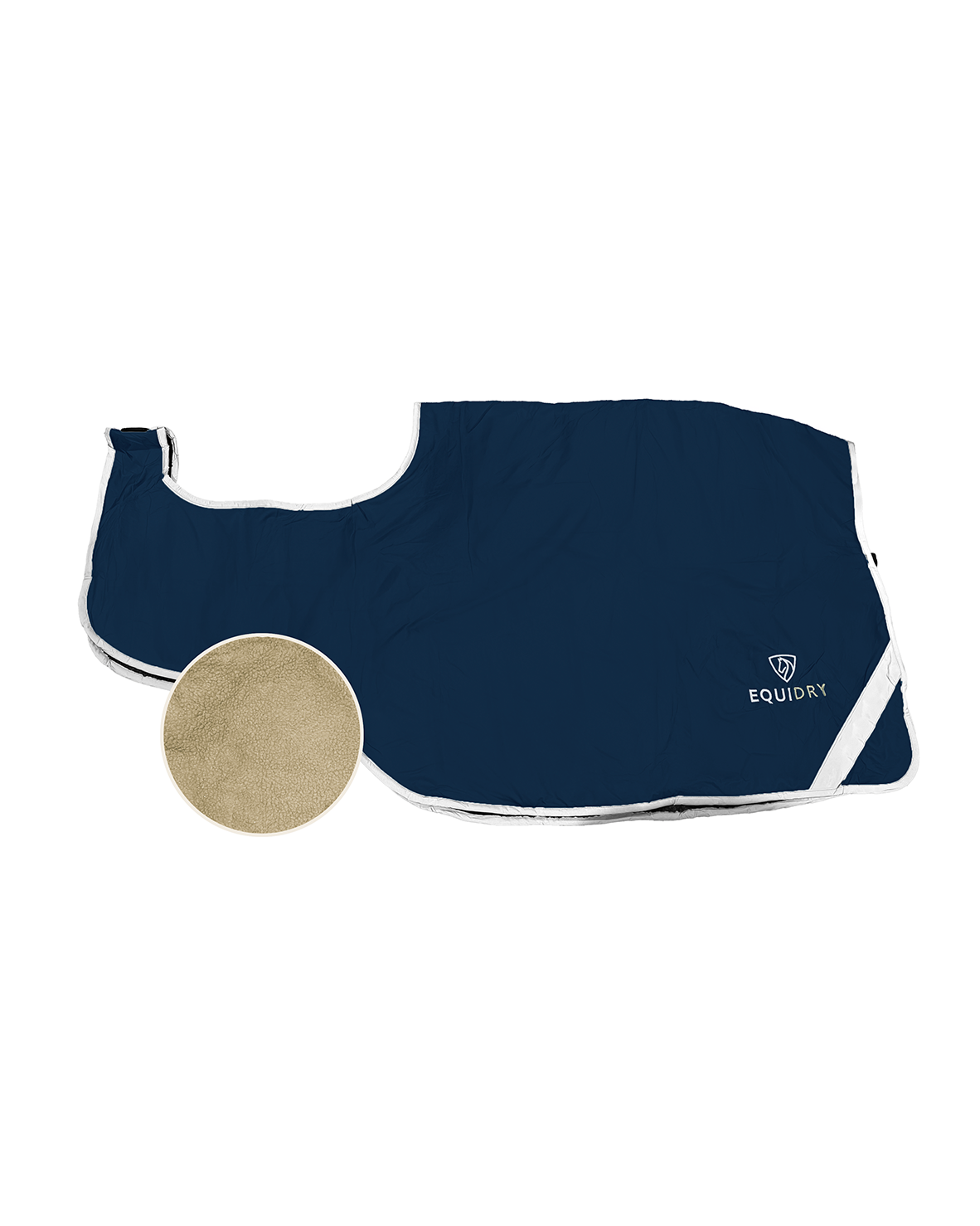 EQUIDRY Waterproof Exercise Sheet - Thick Navy Horse Rug with Cream Trim, Fleece Lined