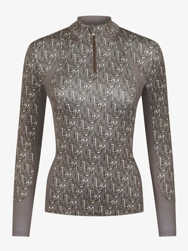 LeMieux Florence Walnut Base Layer: Long Sleeve Top with Zipper & Unique Print, equestrian clothing -…