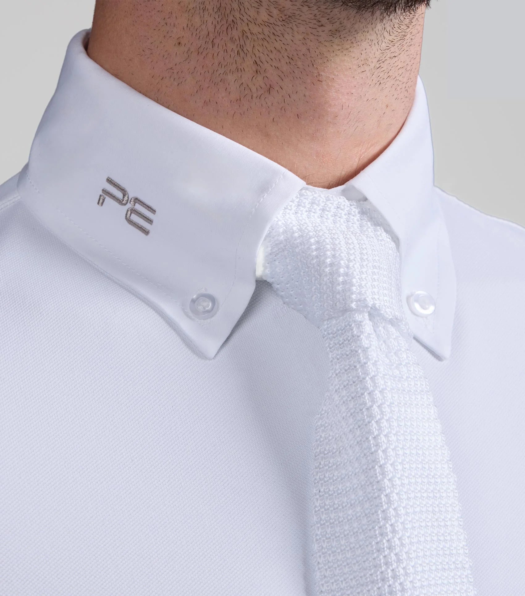 Premier Equine Giulio Men's White Show Shirt with Tie - Equestrian Competition Apparel