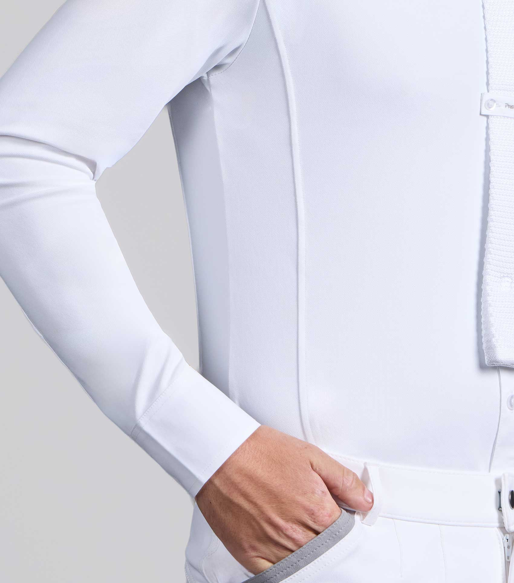 Men's White Long Sleeve Equestrian Show Shirt | Competition Apparel | Breathable, Moisture-Wicking Performance