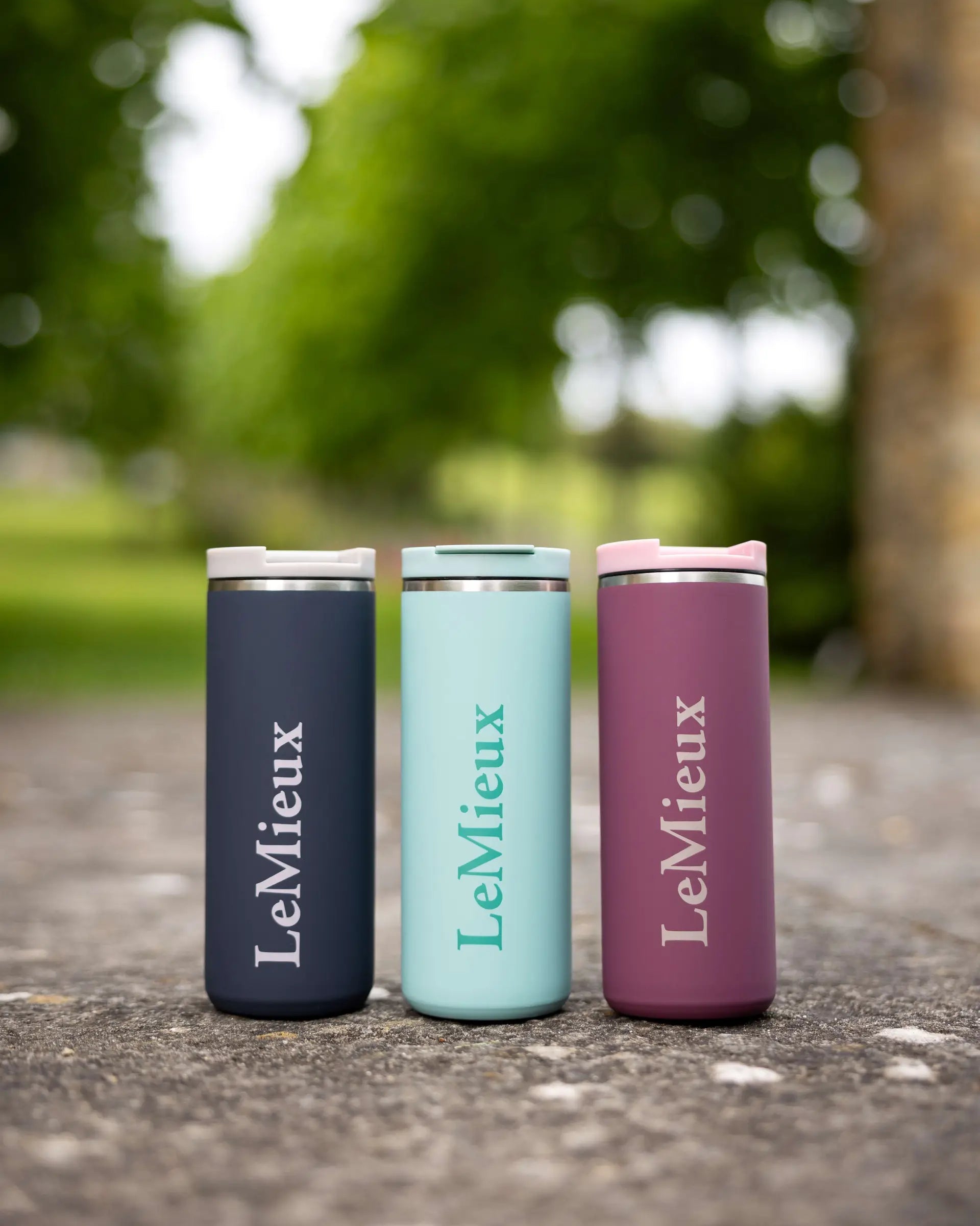 LeMieux Travel Cups: Navy, Mint, & Plum. Stainless Steel Insulated Bottles for hot/cold drinks on the go! Equiflair Store