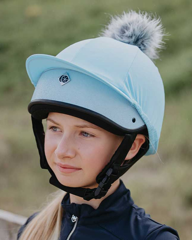 Charles Owen JS1 Pro Baby Blue Riding Helmet with Pom Pom from Equiflair