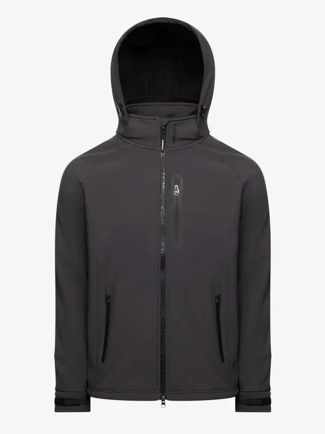 LeMieux Mens Elite Soft Shell Jacket Anthracite - Water Resistant Hooded Jacket