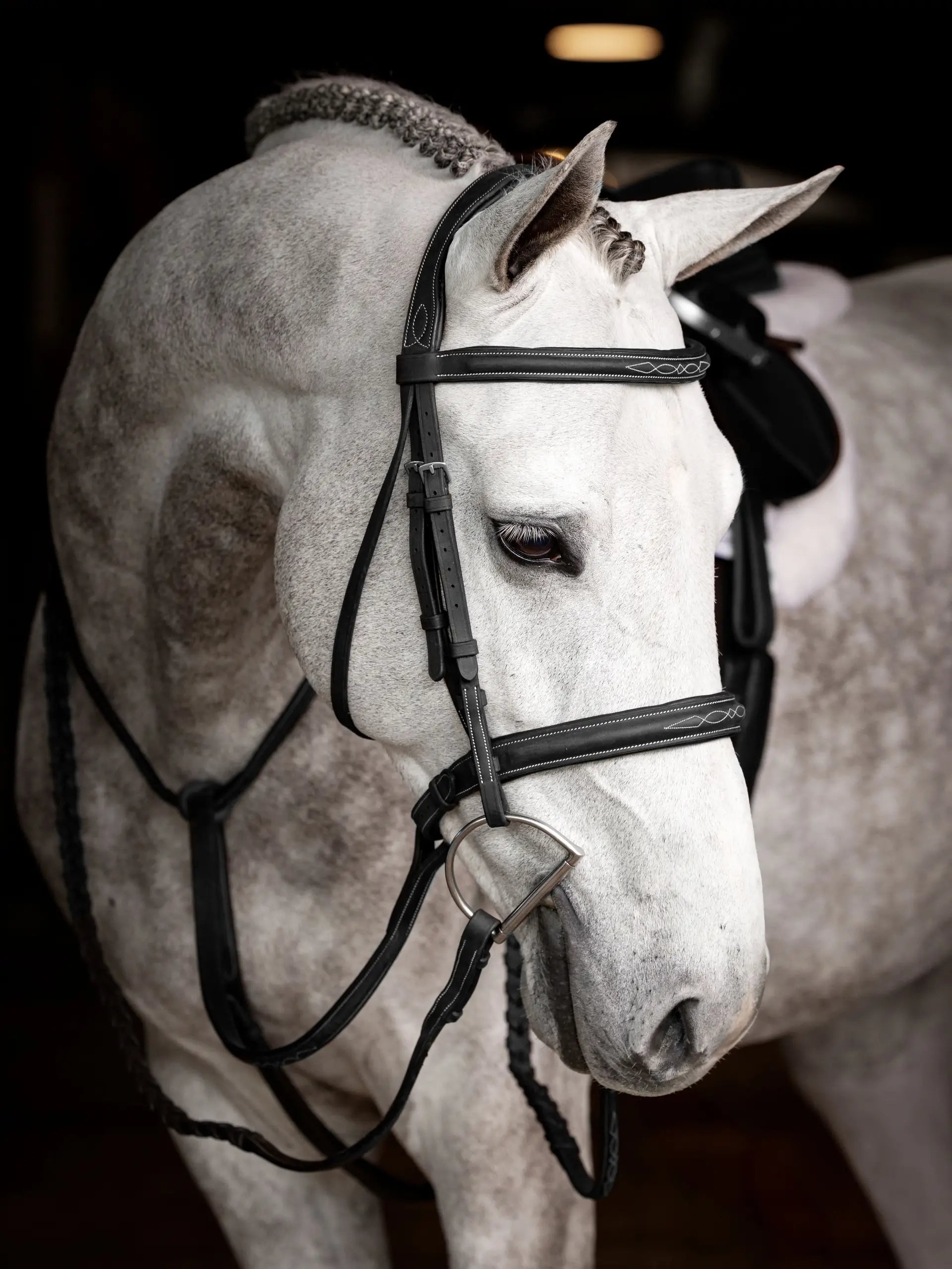 LeMieux Stitched Hunter Bridle with Laced Reins Black/Silver