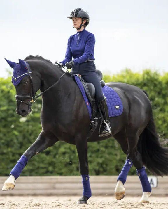 Dressage Horse & Rider: LeMieux Loire Memory Dressage Square Pad - Ink Blue. Equiflair