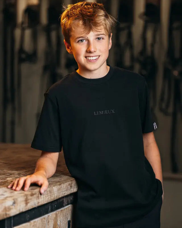 LEMIEUX Young Rider Boys T-Shirt Black | Equiflair - Boy's black LEMIEUX shirt, ideal for young riders, available at Equiflair!