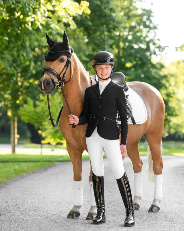 LeMieux Junior Pro Show Jacket Black: Equestrian Apparel by Equiflair. Horseback Riding Outfit.