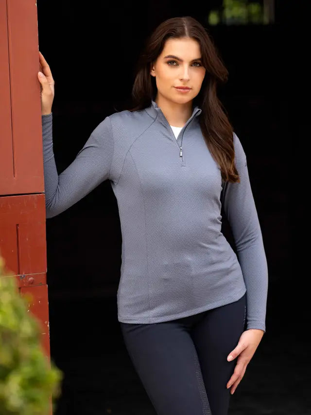 LEMIEUX ALICE Quarter Zip Top, Jay Blue, UK 14 - Equiflair: Stylish & Comfortable Long Sleeve Equestrian Apparel
