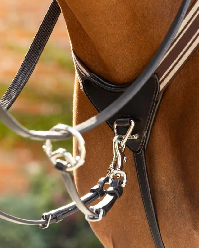 LEMEIUX ARIKA Elasticated Breastplate - Brown Horse Tack - Prevents Saddle Slipping
