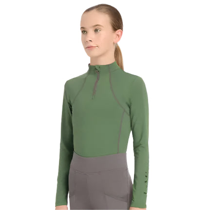 Lemieux Young Rider Hunter Green Base Layer - UV50+ Quarter Zip, Equiflair