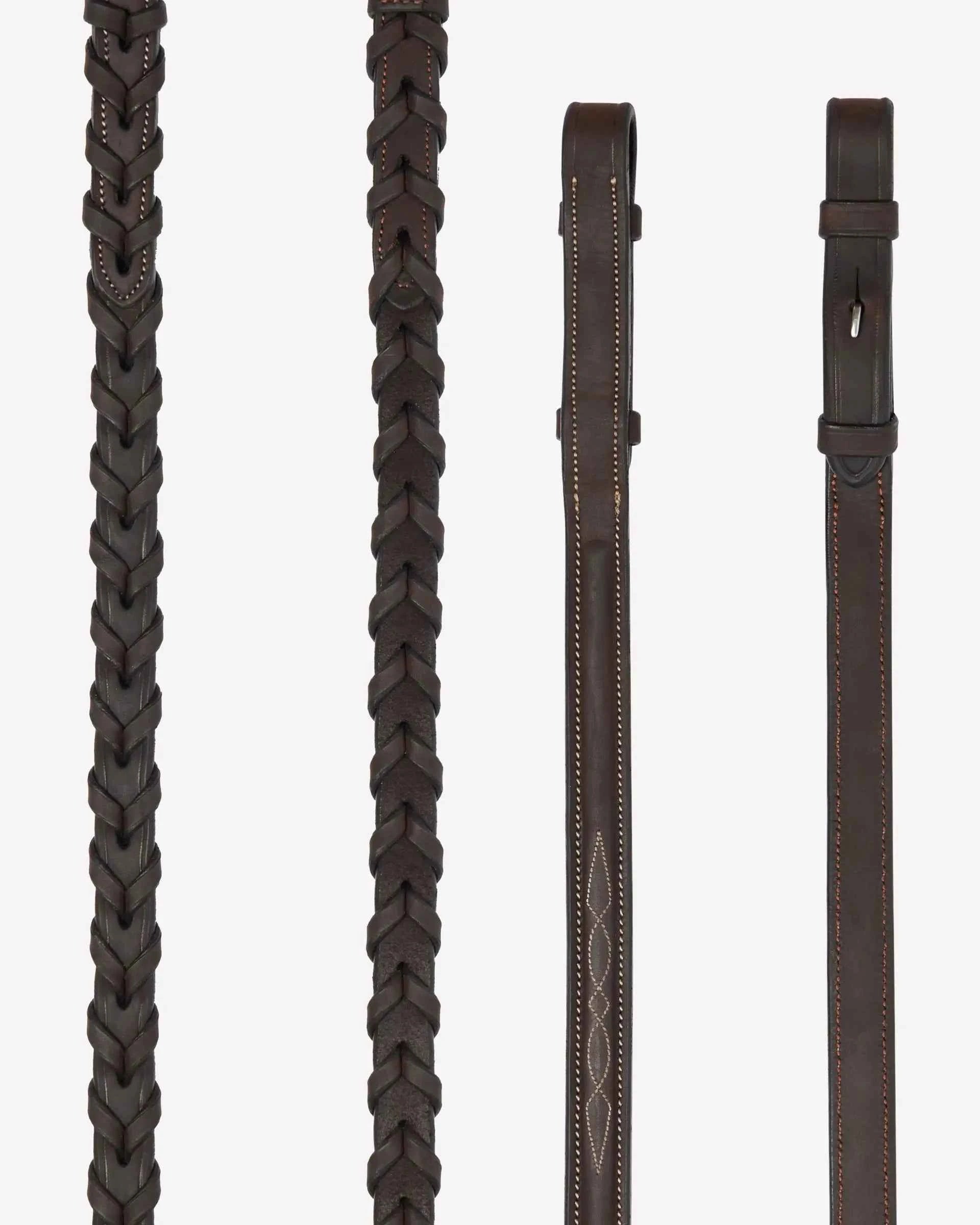 LeMieux Hunter Laced Reins with Stitching Havana/Silver