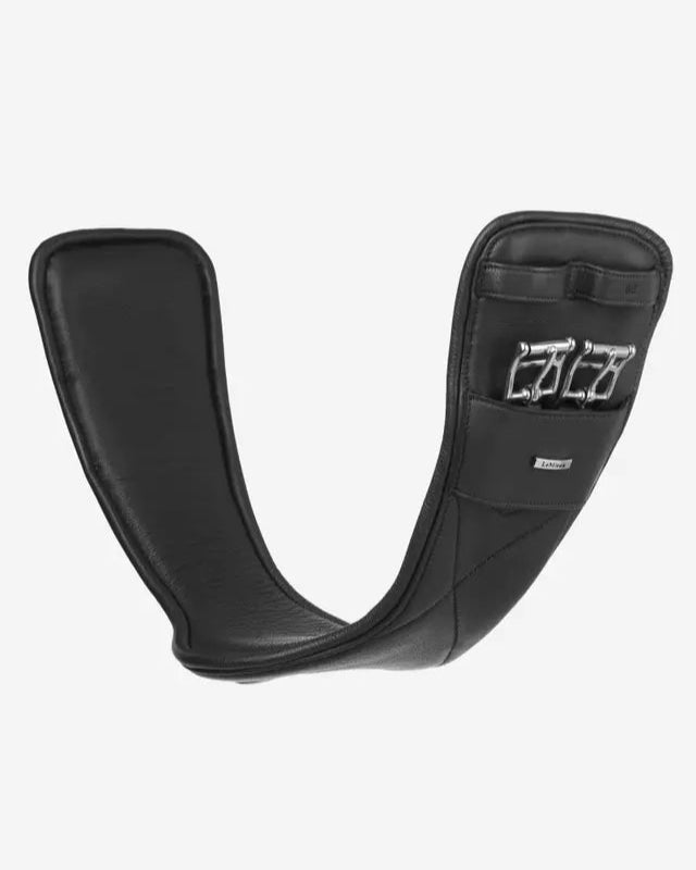 LeMieux Arika Contoured Dressage Girth - Black Leather Horse Girth for Equestrian Riding