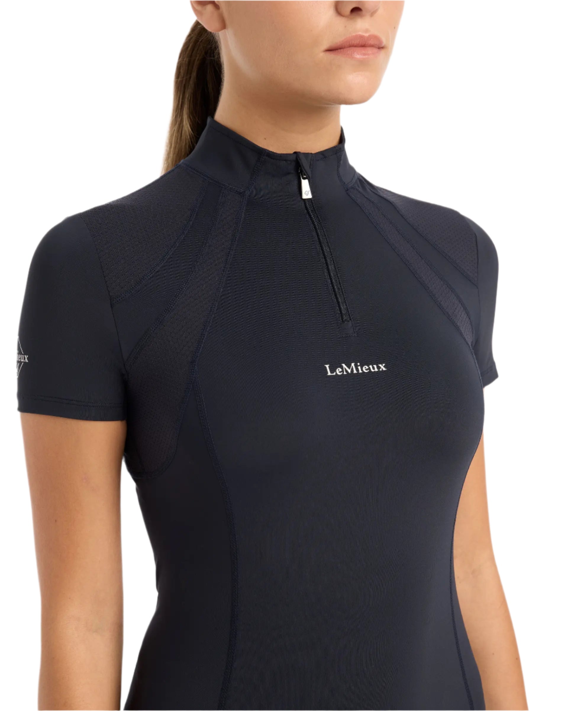 LEMIEUX MIA Mesh Navy Base Layer: Short Sleeve, UV50+ Protection, Equestrian Apparel, Breathable, Comfortable Riding Top