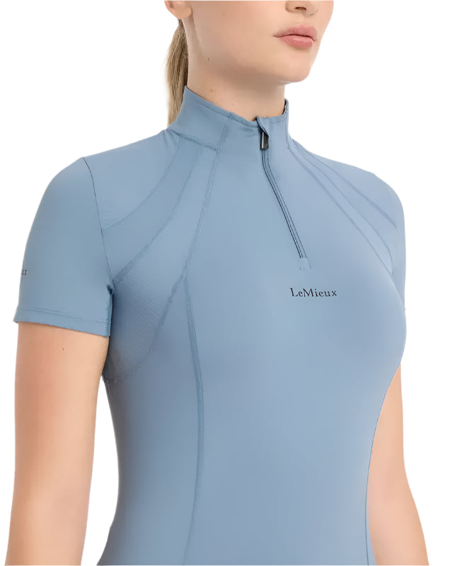 LeMieux Mia Mesh Short Sleeve Base Layer - Ice Blue Riding Top UV50+ Sweat-Wicking Equestrian Apparel