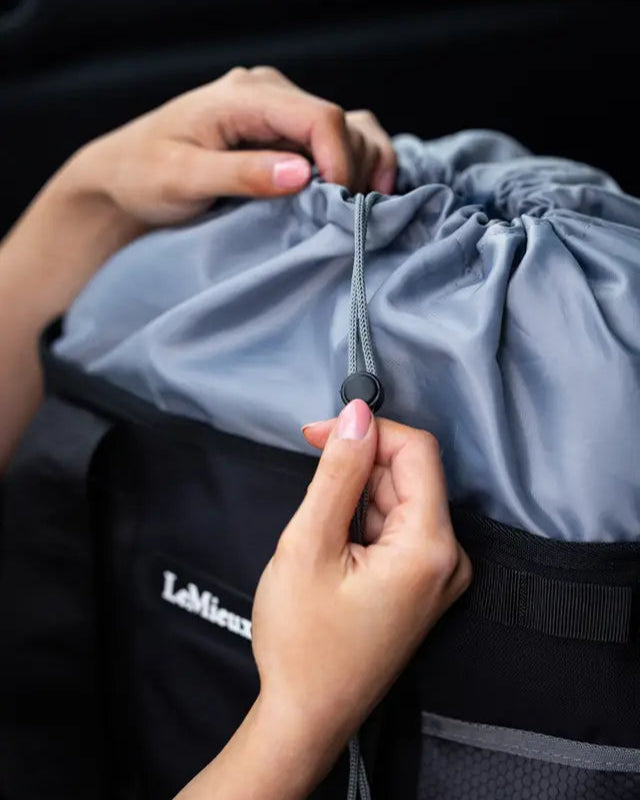 LeMieux Grooming Tote Black: Grab & Go Horse Grooming Bag with Drawstring Closure