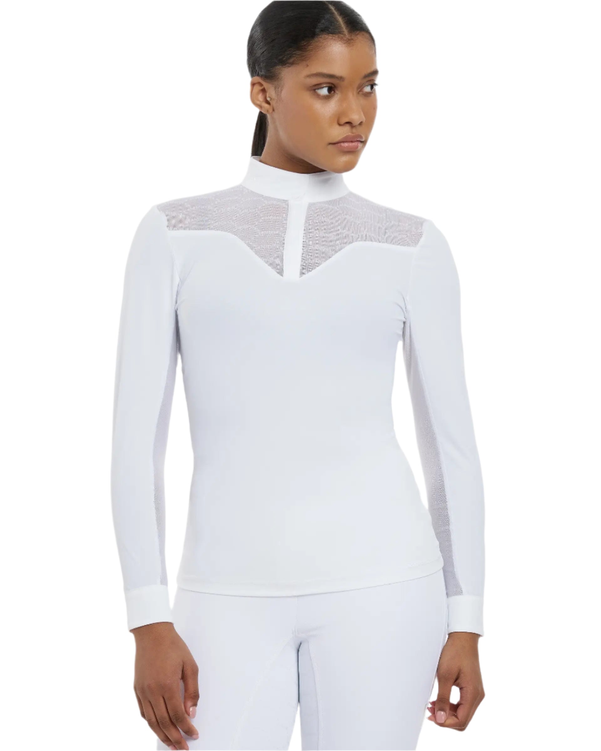 LeMieux Emily Long Sleeve Show Shirt White: Equestrian Competition Apparel
