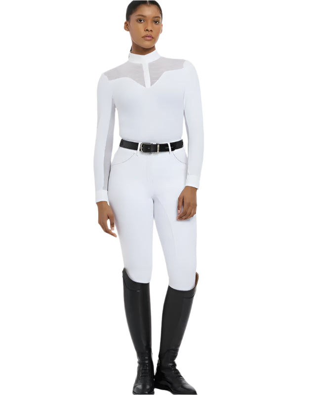 LeMieux Emily White Long Sleeve Show Shirt: Equestrian Competition Apparel for Women