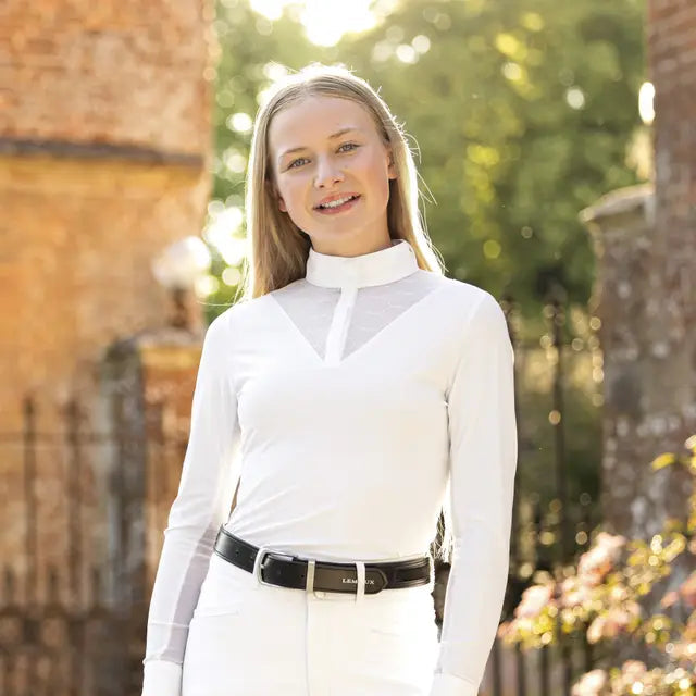 LEMIEUX Young Rider Eva Long Sleeve Show Shirt - White Equestrian Apparel