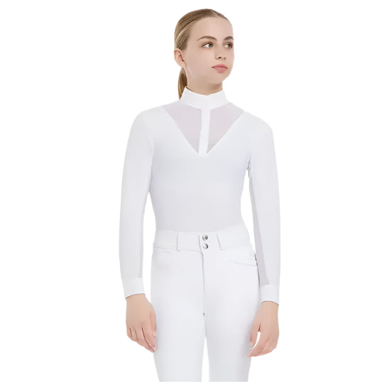 LeMieux Young Rider Eva White Long Sleeve Show Shirt - Elegant Equestrian Apparel