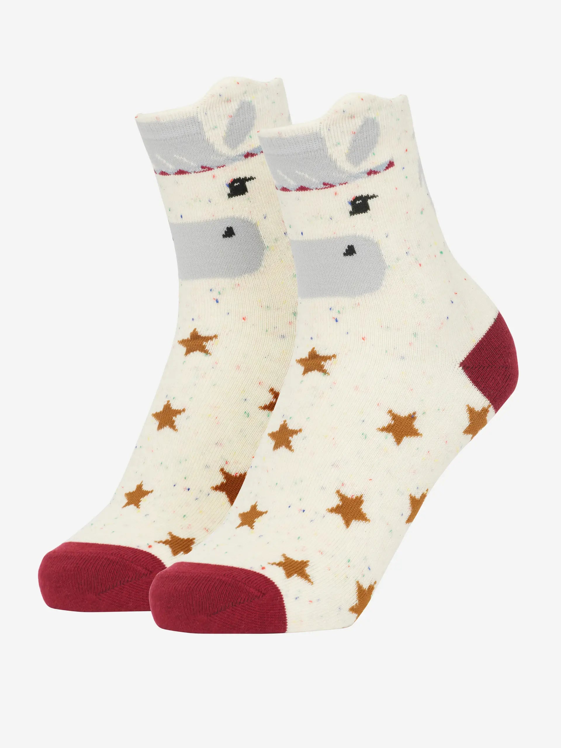 Equiflair Kids Pony Socks - 2-Pack Show Pony Ankle Socks with Stars & Cute Design