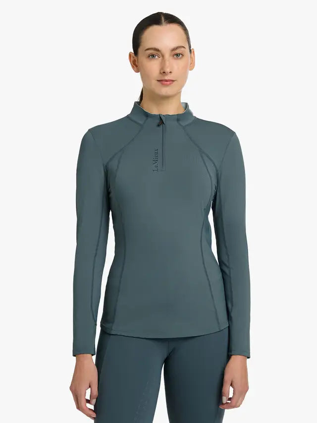 LEMIEUX BASE LAYER PETROL - UV50+ Quarter Zip, Long Sleeve Riding Top