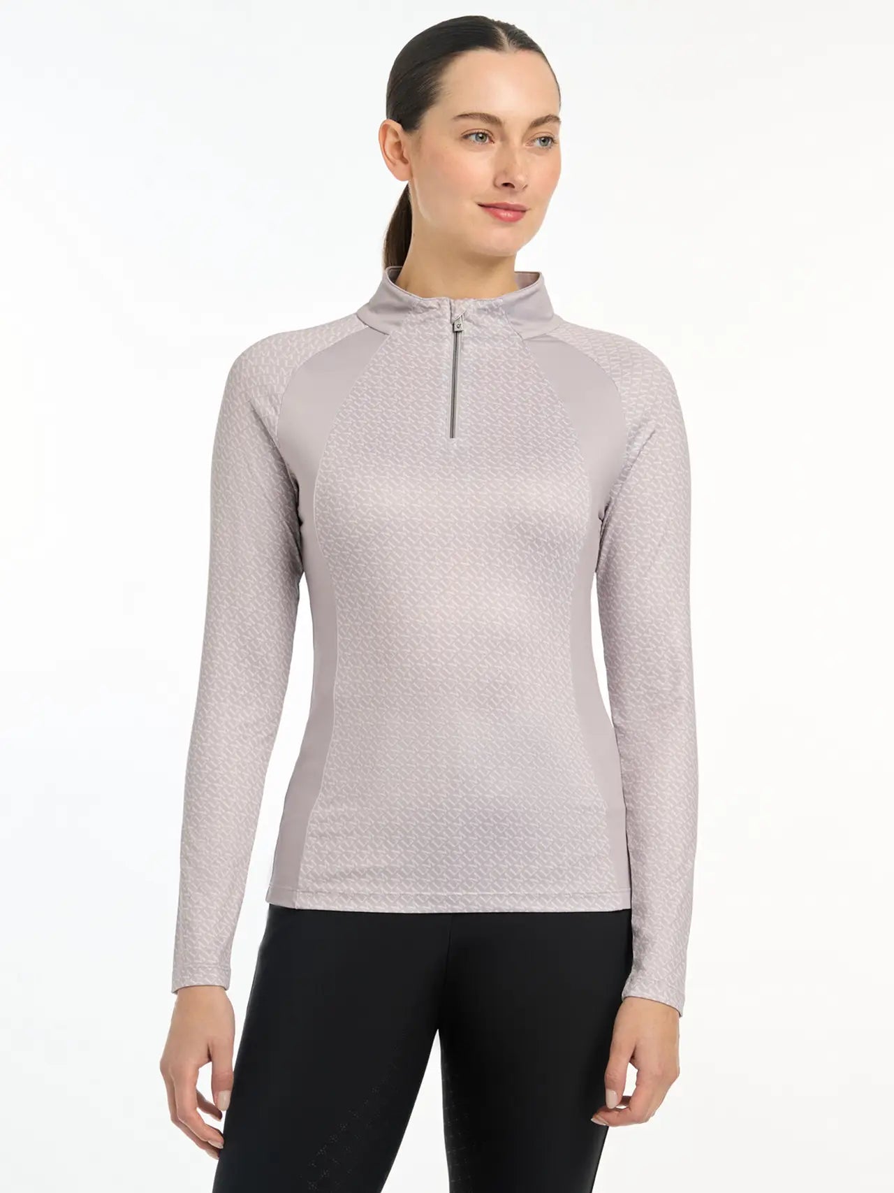 LEMIEUX Faith Base Layer - UV30+, Quarter Zip, Ash - Women's Equestrian Riding Apparel - Sweat-Wicking, 360° Stretch Comfort | Equiflair