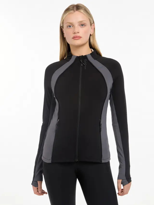 LeMieux Carly Zip Through Training Top - Black. UV Protection, Breathable, Activewear Jacket for Women