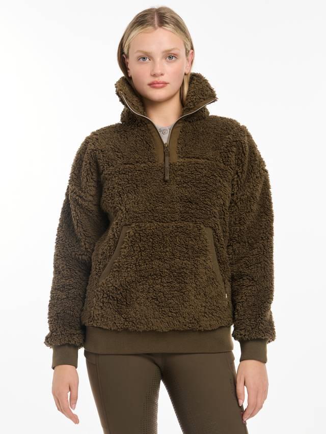 Lemieux Tara Alpine Teddy Fleece Pullover for Women | Cozy Quarter Zip Equestrian Top