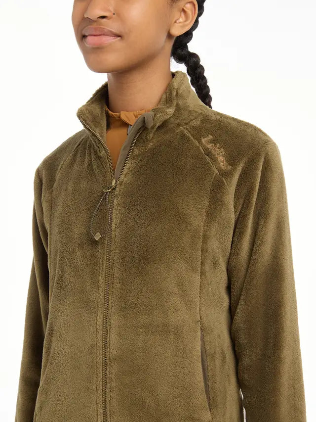 LeMieux Young Rider Libby Fleece Jacket - Alpine Green: Soft, cozy equestrian fleece for kids with LeMieux details.