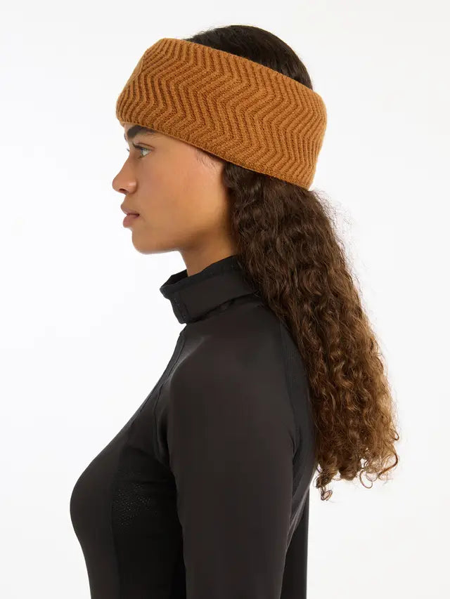 LeMieux Lila Ginger Headband: Warm chevron knit with faux fur lining. Equestrian headwear by Equiflair.