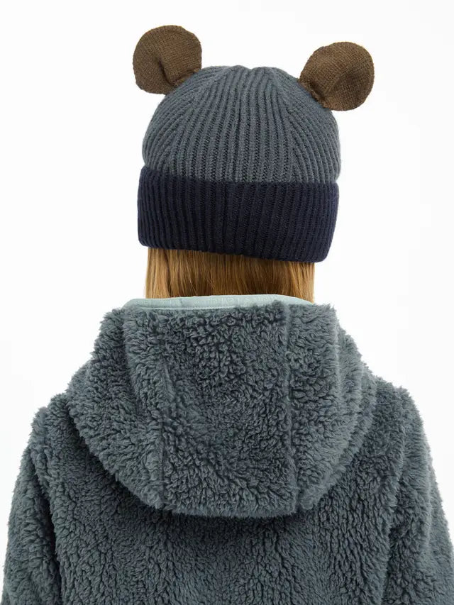 LeMieux Mini Bear Beanie Petrol - Kids Winter Hat with Knitted Ears and Faux Fur Lining | Equiflair